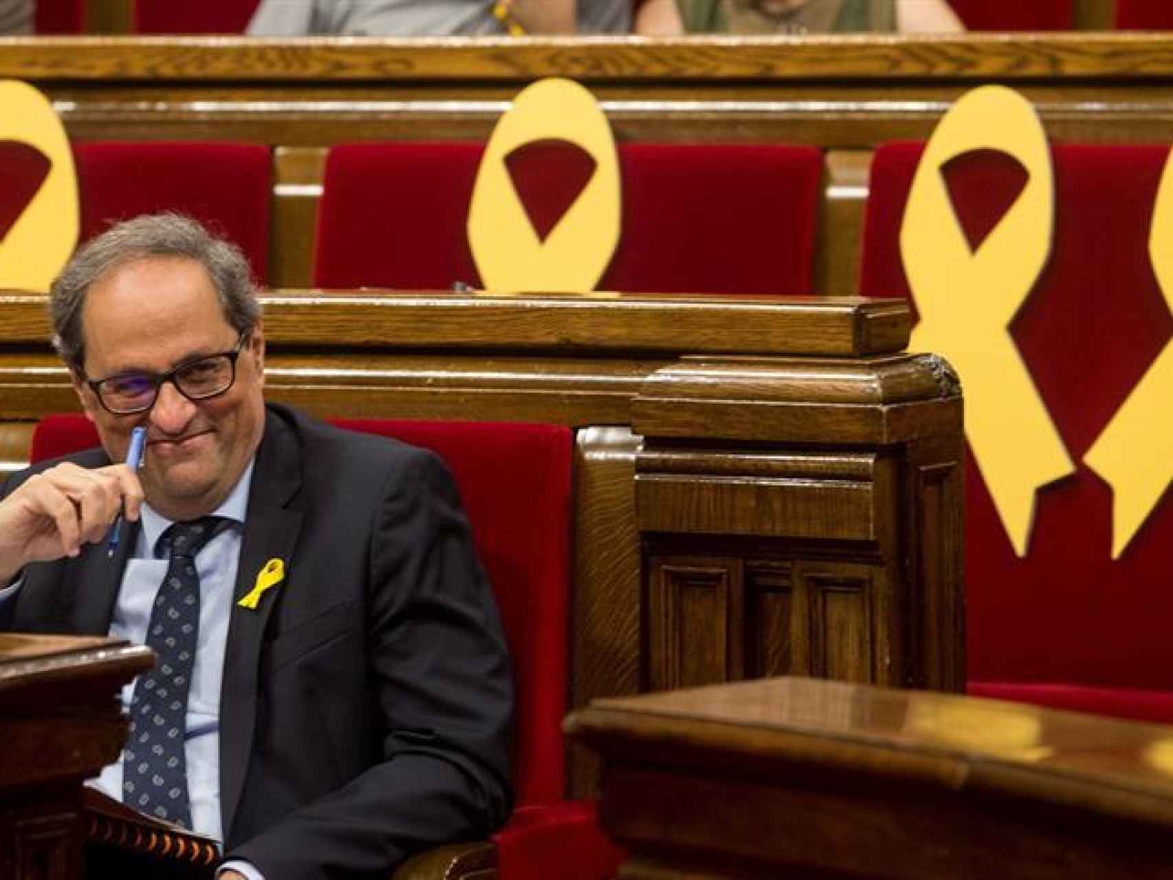 Quim Torra en el Parlamento catalán durante la sesión de control a su Gobierno.