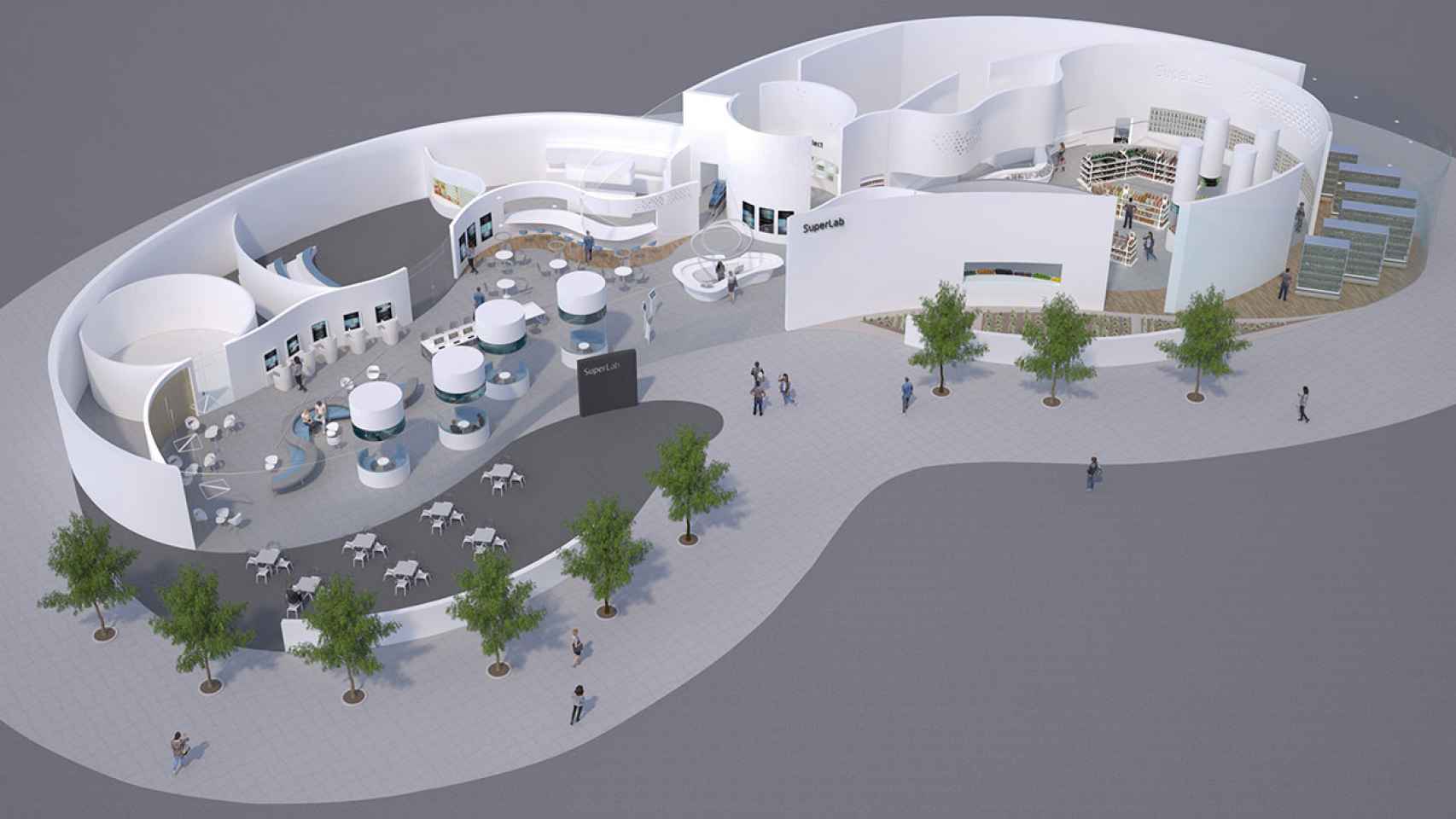 Simulación de uno de los espacios creados por Evvo Retail, en colaboración con Porcelanosa.