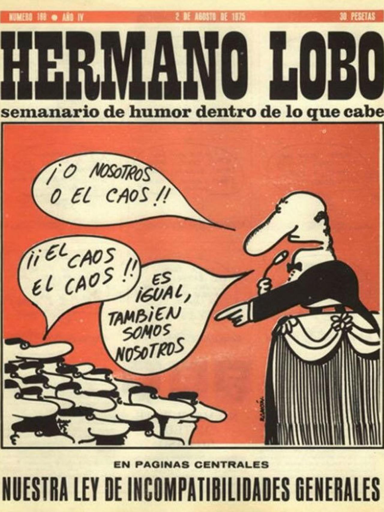 Portada de la revista de humor Hermano Lobo del 2 de agosto de 1975.
