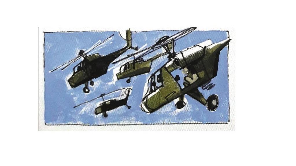 La llegada de los helicópteros cambió el transcurso de la batalla.
