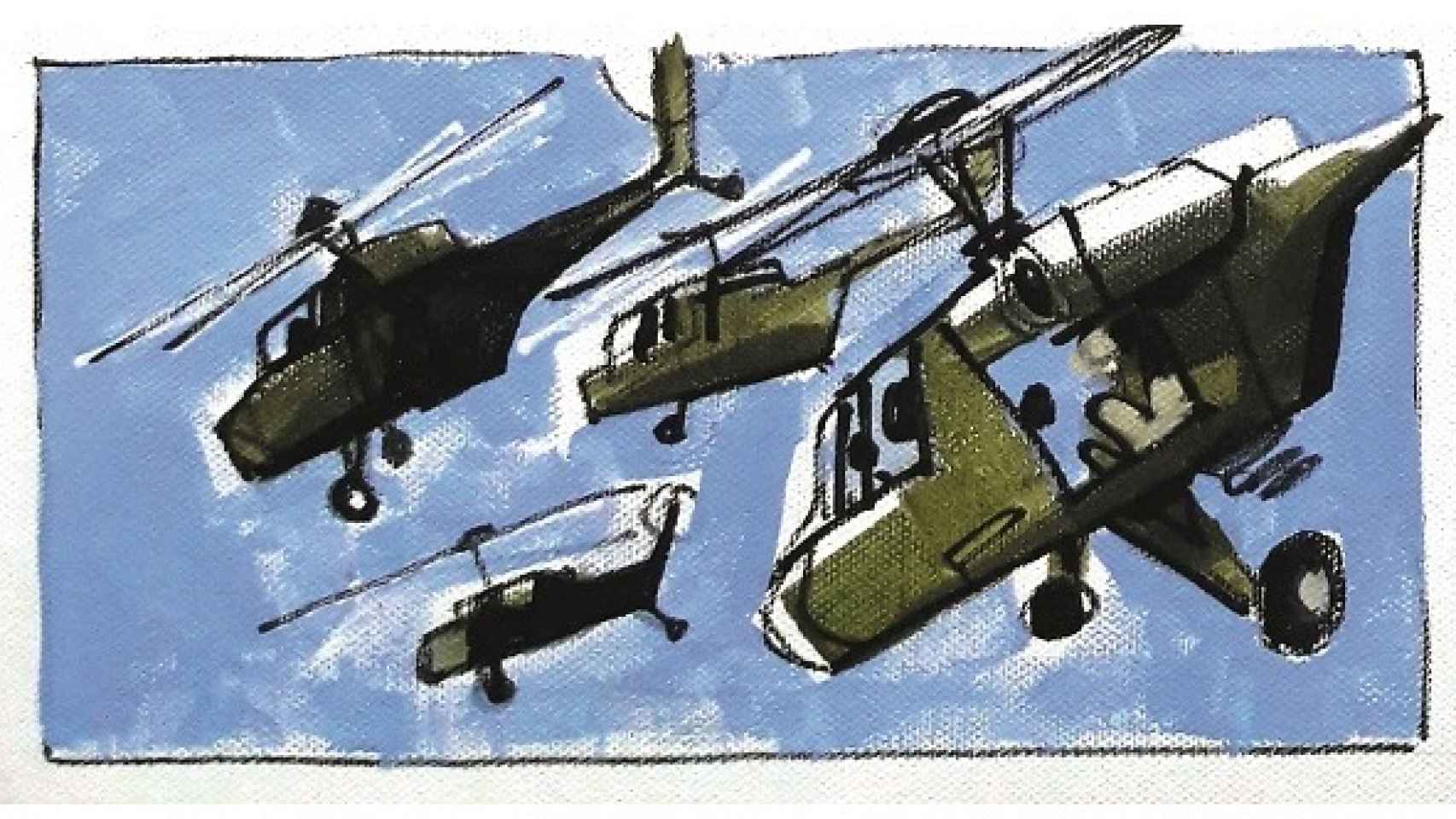 La llegada de los helicópteros cambió el transcurso de la batalla.