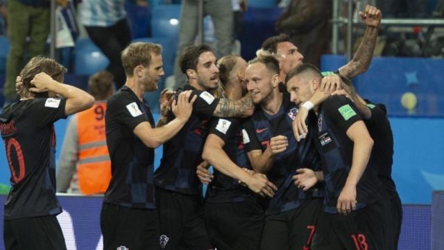 Croacia celebra el gol ante Argentina. Foto: Twitter (@HNS_CFF).