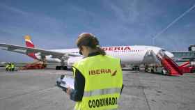 Trabajadores de tierra de Iberia en el aeropuerto de El Prat.
