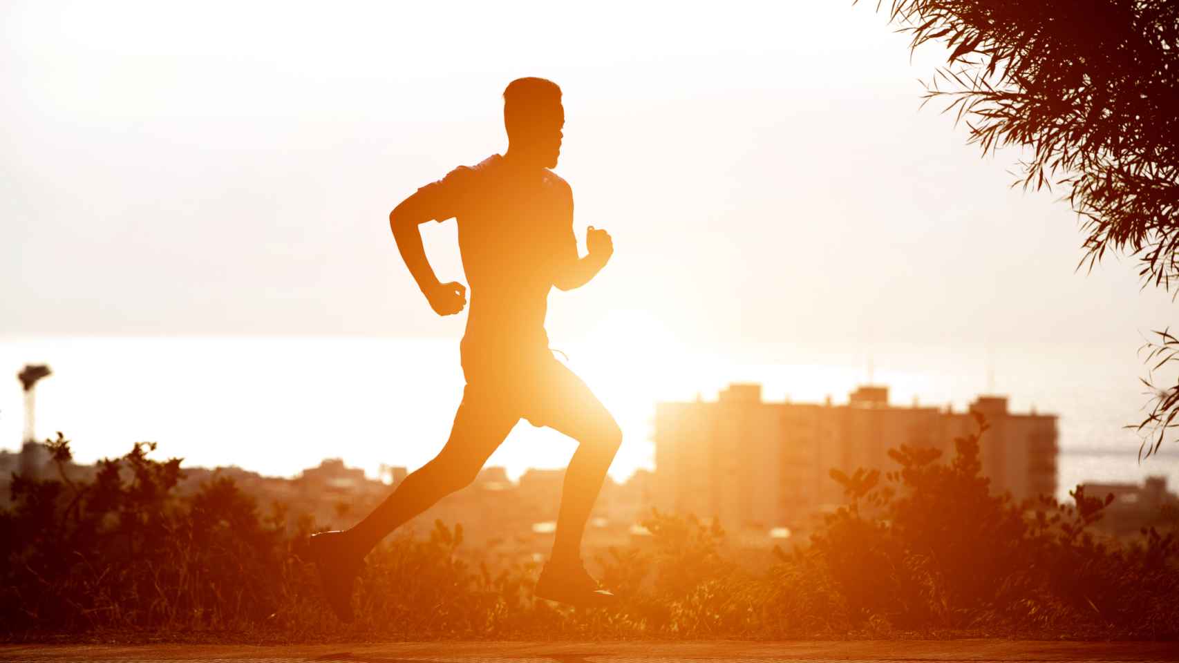Un runner realizando una sesión de entrenamiento al sol.