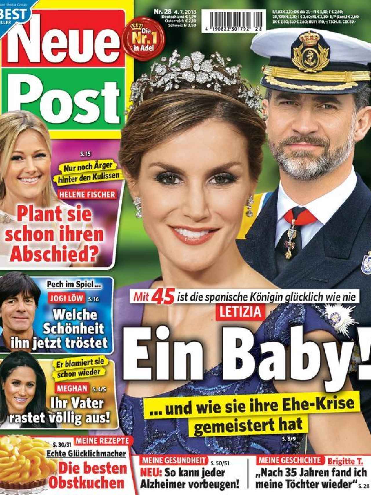Los Reyes de España en la portada de 'Neue Post' que afirma que Letizia está embarazada.