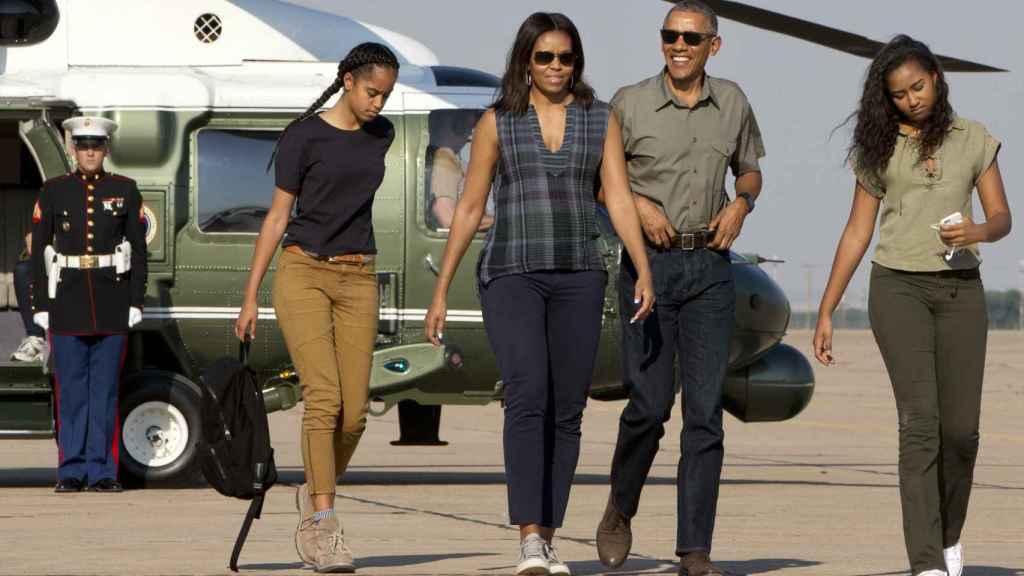 Barack, Michelle, Malia y Sasha Obama.