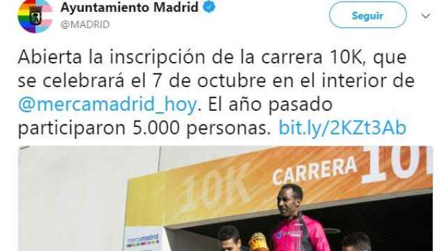 Tuit del Ayuntamiento de Madrid.
