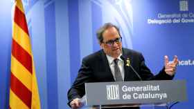 El presidente de la Generalitat de Catalunya, Quim Torra, durante su comparecencia.