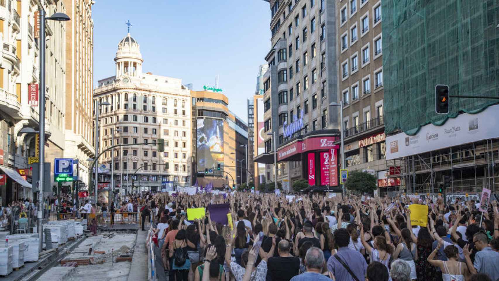 Manifestantes contra La Manada en Madrid.