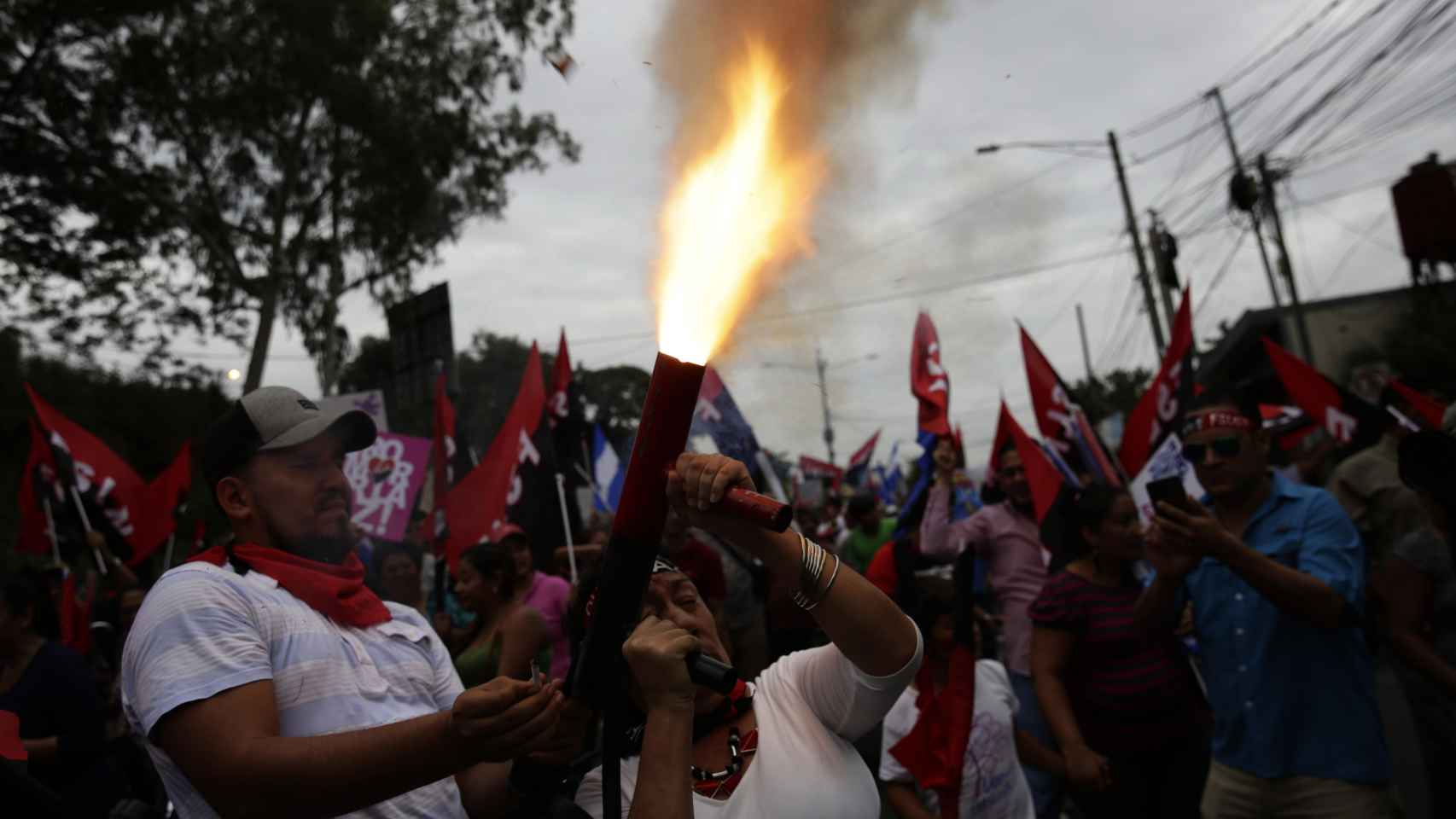 Manifestantes en las calles de Nicaragua