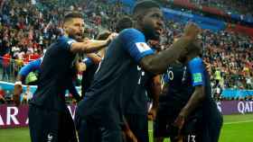 Umtiti celebra el gol de Francia.