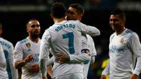 Sergio Ramos y Cristiano Ronaldo celebran un gol juntos Foto: Pedro Rodríguez/El Bernabéu