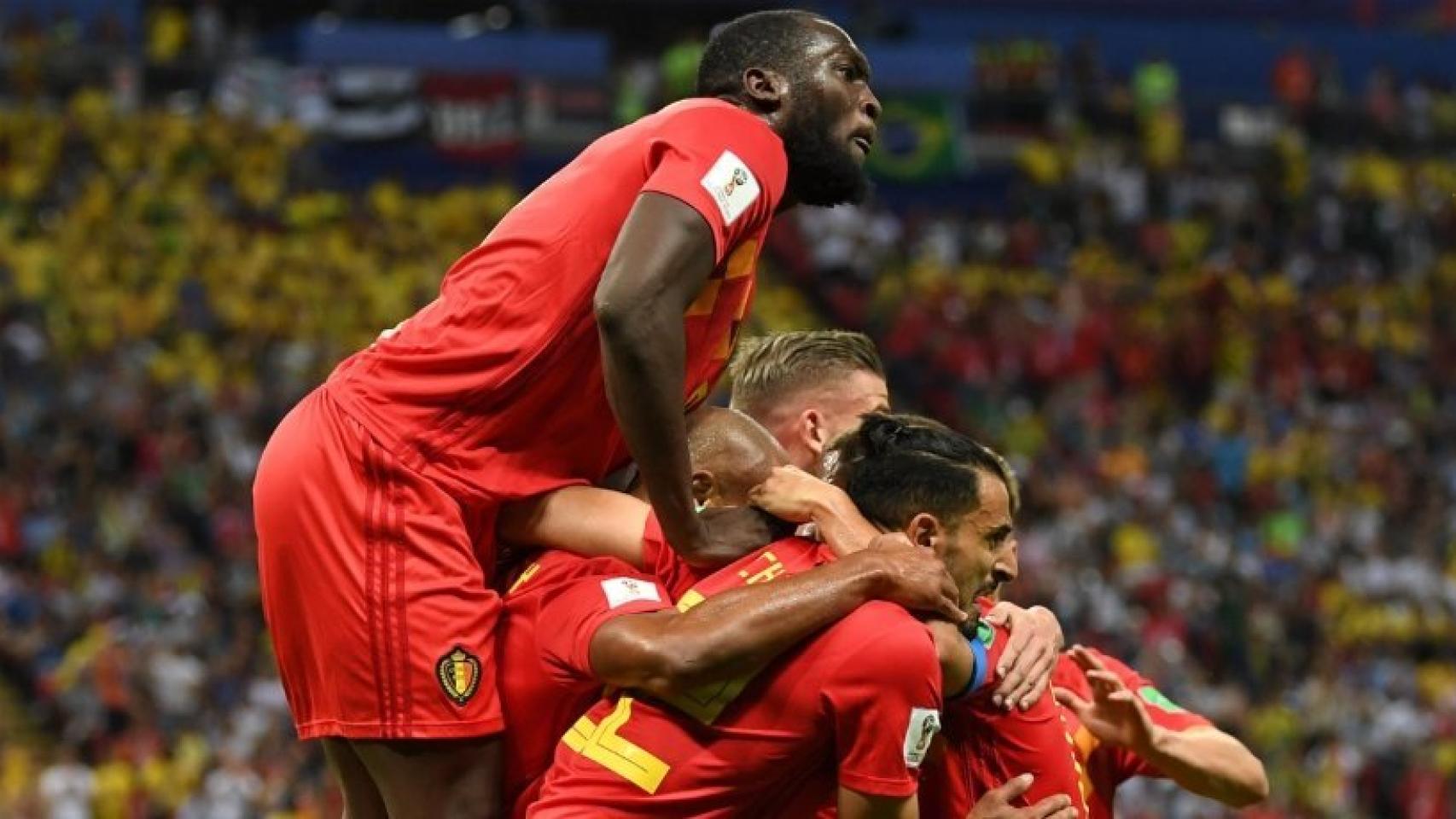 Bélgica celebra su gol. Foto: Twitter (@belreddevils).