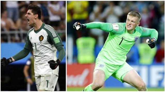 Thibaut Courtois y Jordan Pickford