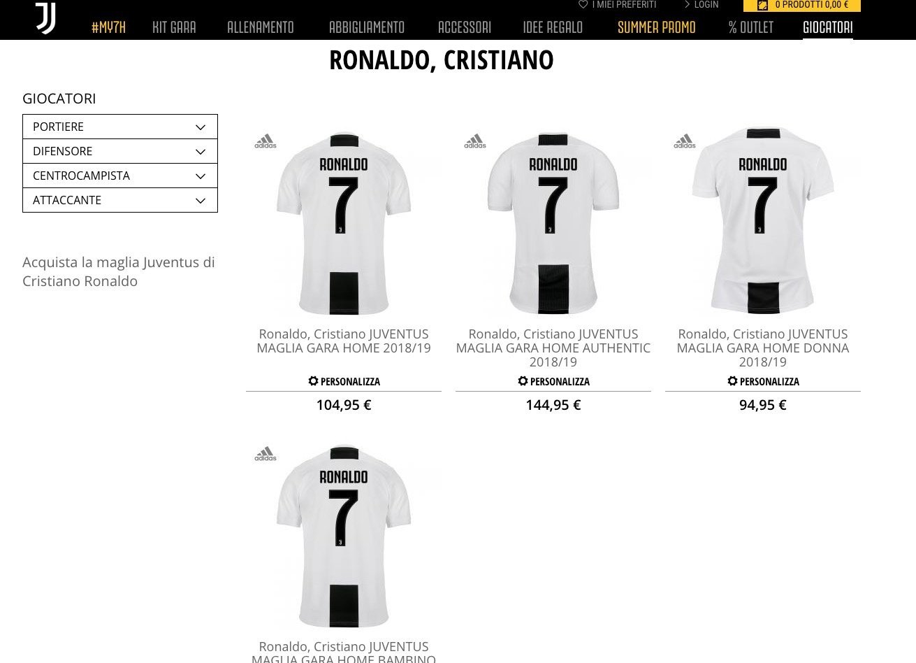Camiseta Cristiano Ronaldo de la Juventus, a la venta