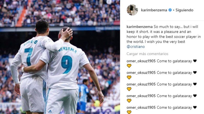 Foto de Benzema con Cristiano Ronaldo. Foto: Instagram (@karimbenzema)