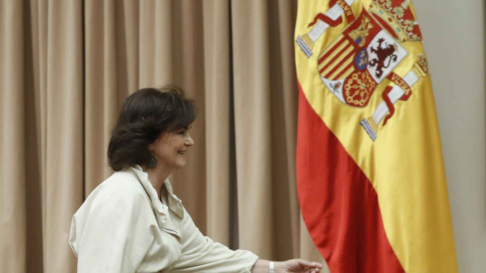 Carmen Calvo, ministra de Igualdad y vicepresidenta, en el Congreso de los Diputados