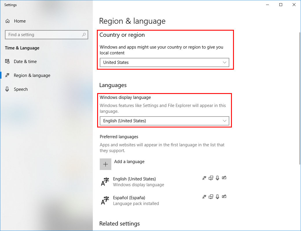 region y lenguaje idioma windows configuracion