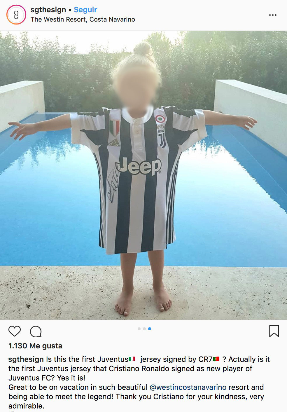 Camiseta Cristiano Ronaldo firmada en el Instagram
