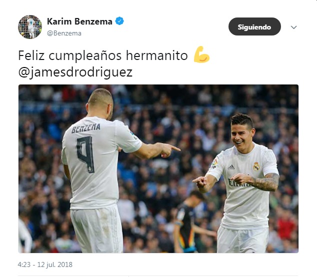 Benzema no se olvida de su 'hermanito' James