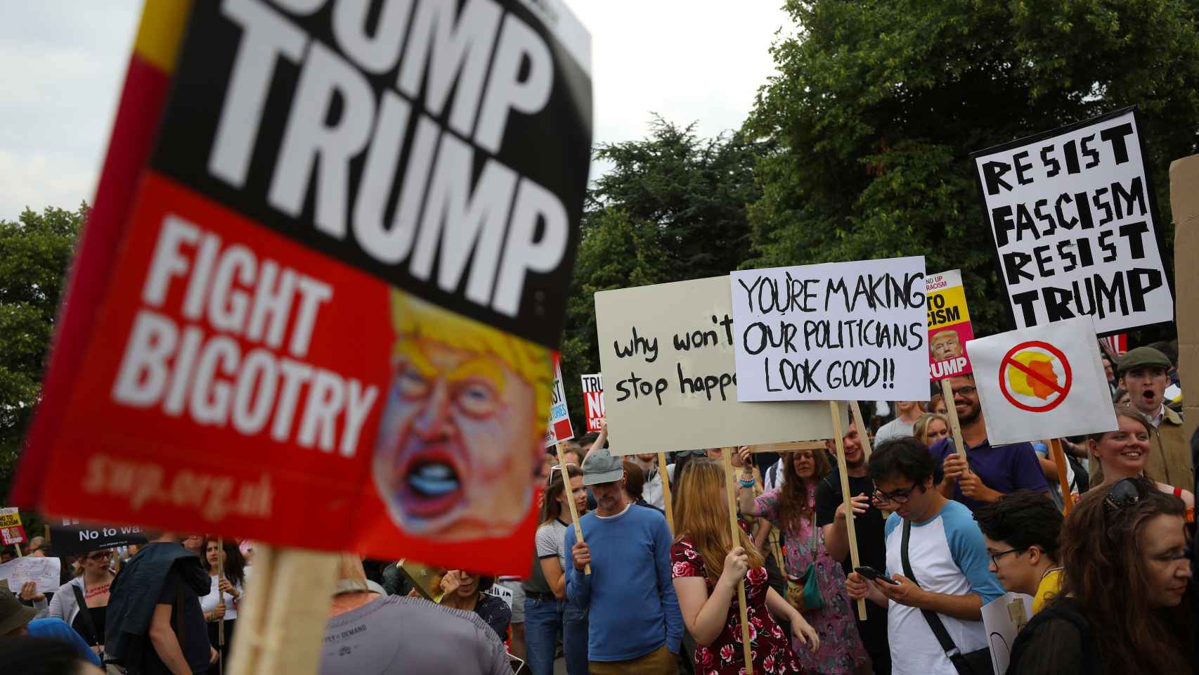 Protestas por la llegada de Trump a Reino Unido.