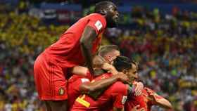 Bélgica celebra su gol. Foto: Twitter (@belreddevils).