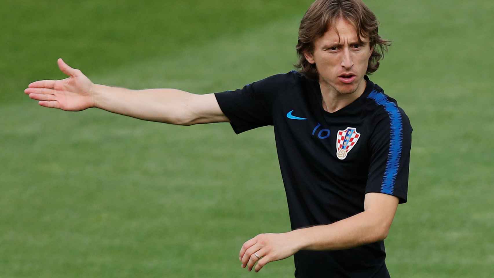 Modric, durante el entrenamiento previo a la final del Mundial.