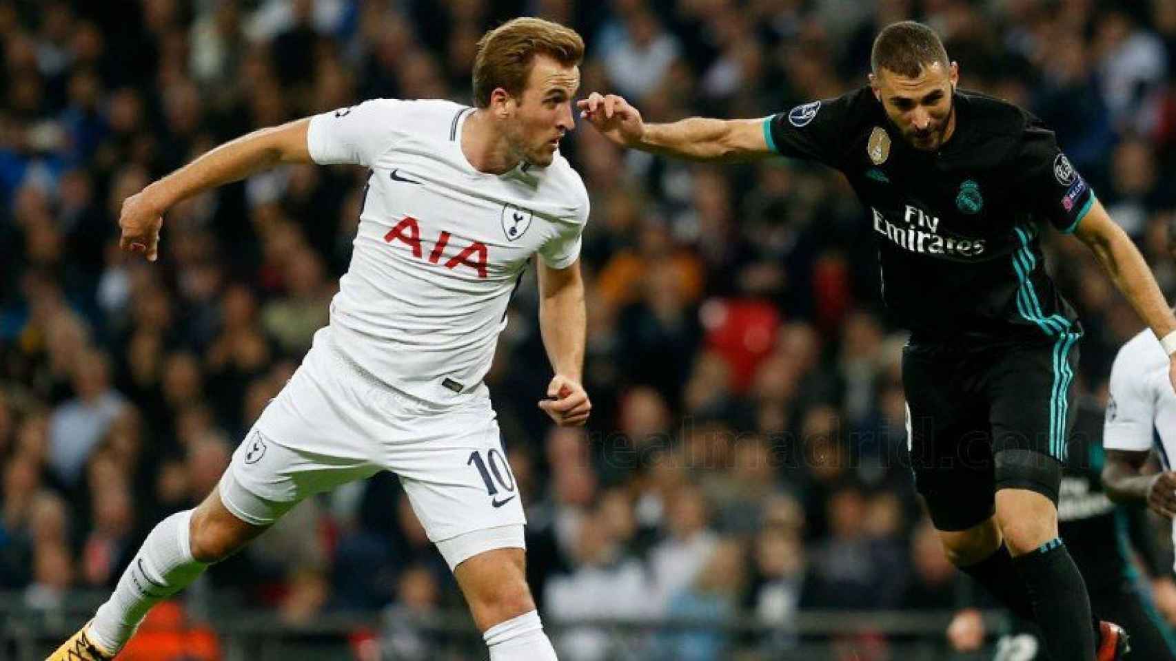 Karim Benzema y Kane, en Wembley