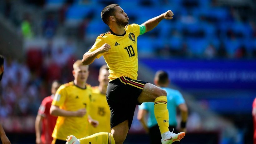 Hazard celebra su gol con Bélgica en el Mundial. Foto: Facebook (@BelgianRedDevils)