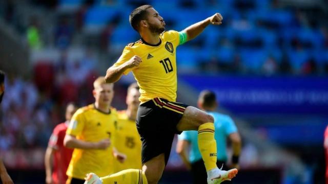 Hazard celebra su gol con Bélgica en el Mundial. Foto: Facebook (@BelgianRedDevils)