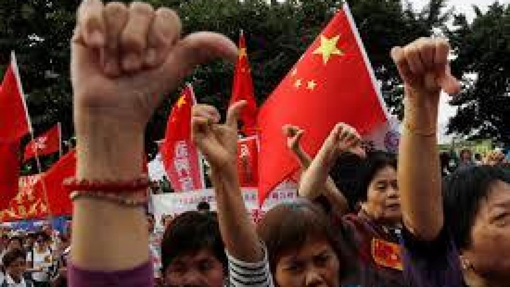 Manifestantes en Hong Kong contra el gobierno Chino.