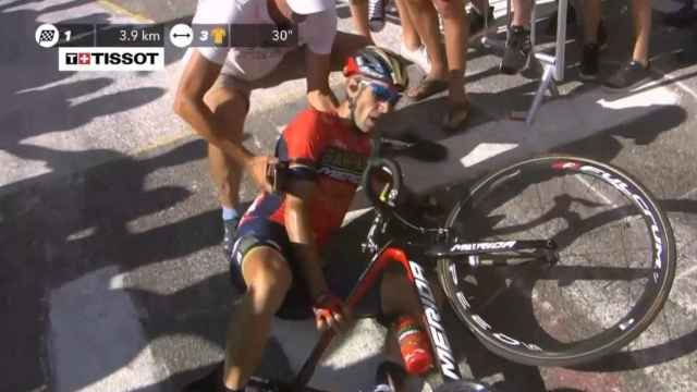 Nibali, en el momento de la caída en el Tour.