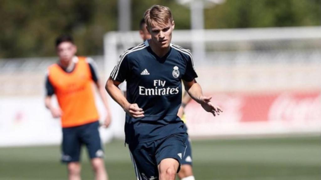 Odegaard, en un entrenamiento del Real Madrid