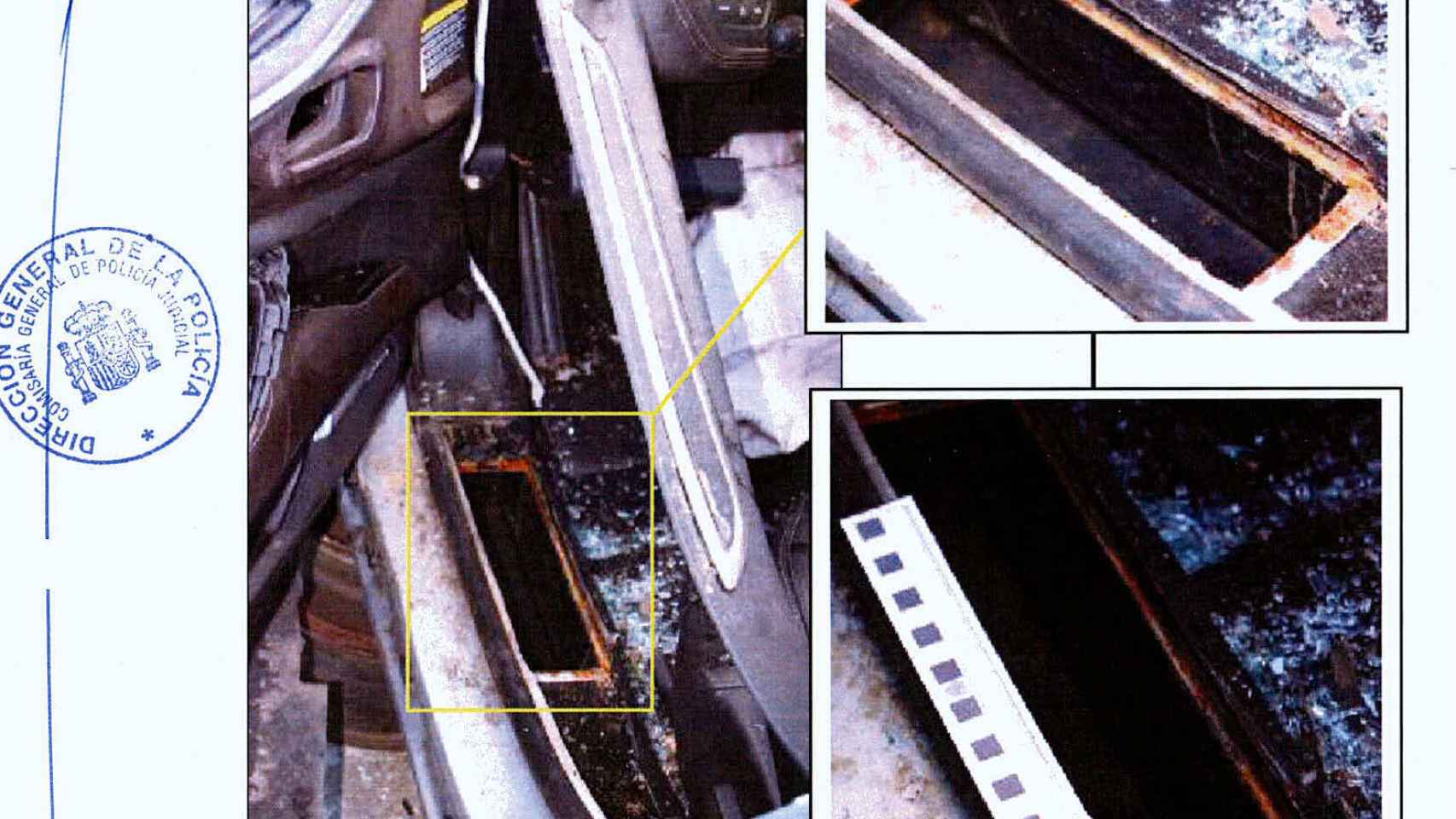 El hueco secreto detectado en el lateral izquierdo del coche.