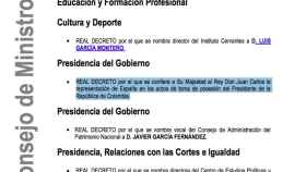 Imagen del pdf de la referencia del Consejo de Ministros en el que figura el encargo a Juan Carlos I.