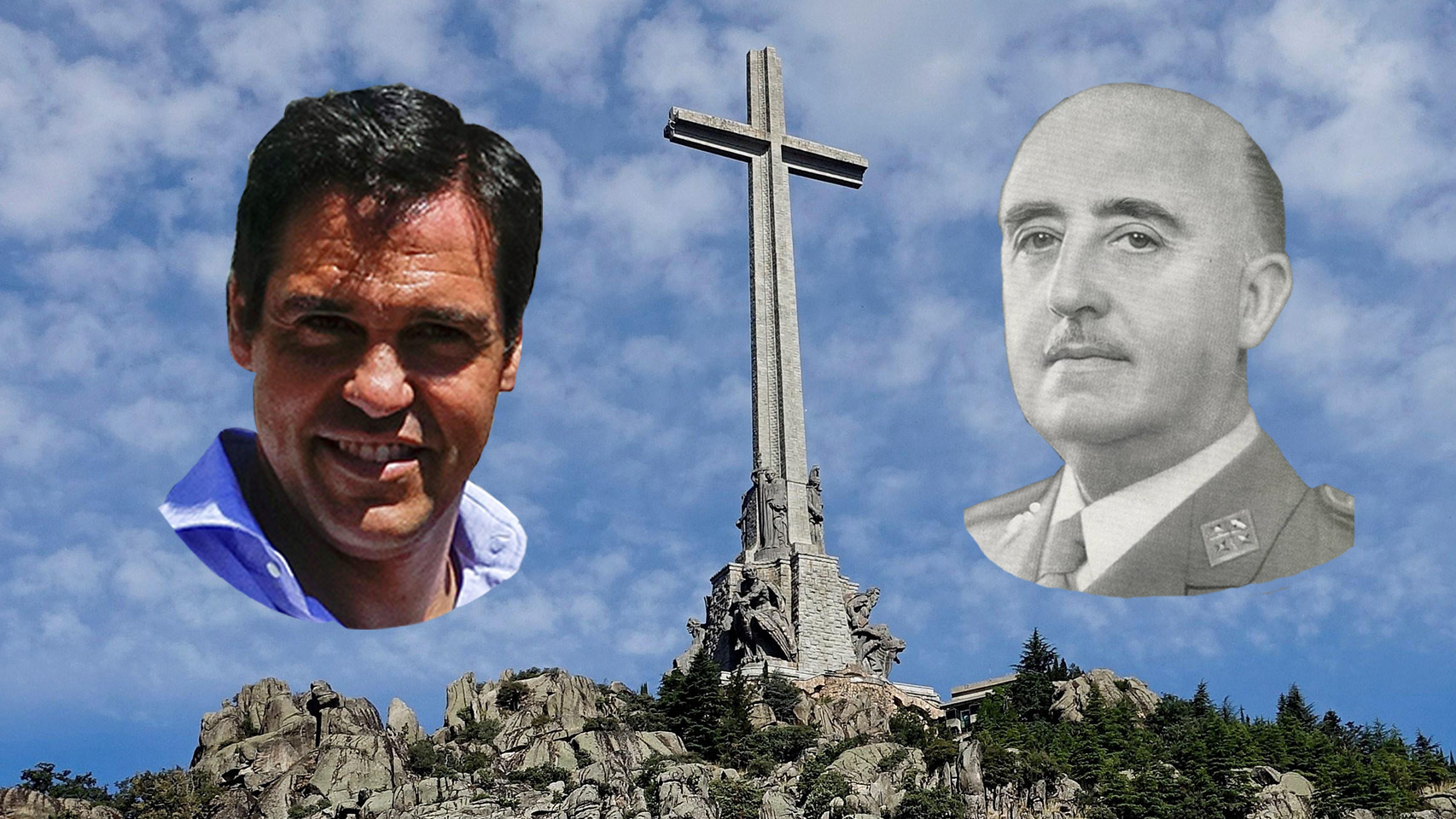 Luis Alfonso de Borbón, la cruz del Valle de los Caídos y Francisco Franco.