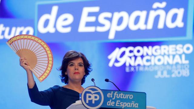 Santamaría durante su intervención ante el Congreso del PP.