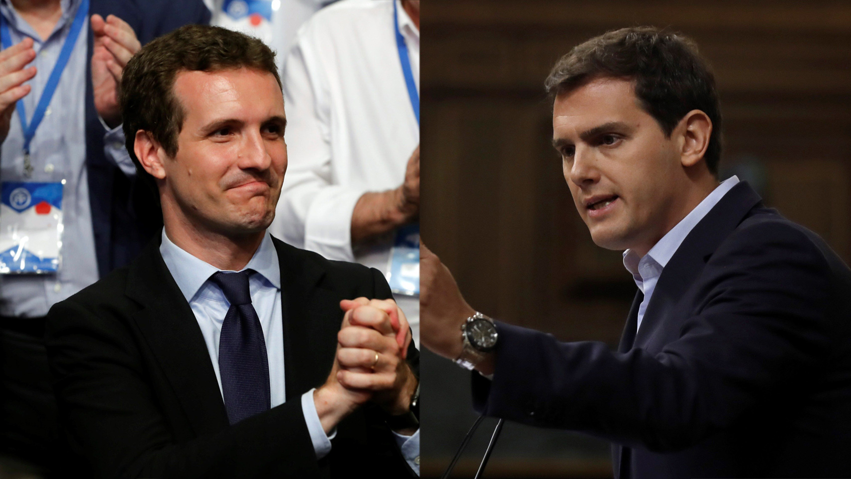 Casado y Rivera competirán en las próximas elecciones por el electorado de centro-derecha.