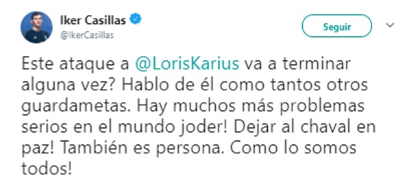 Casillas defiende a Karius de las críticas