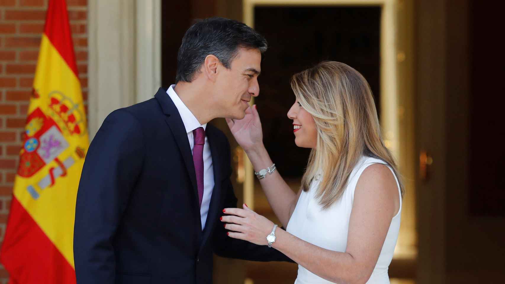 Reunión entre Pedro Sánchez y Susana Díaz, este lunes.