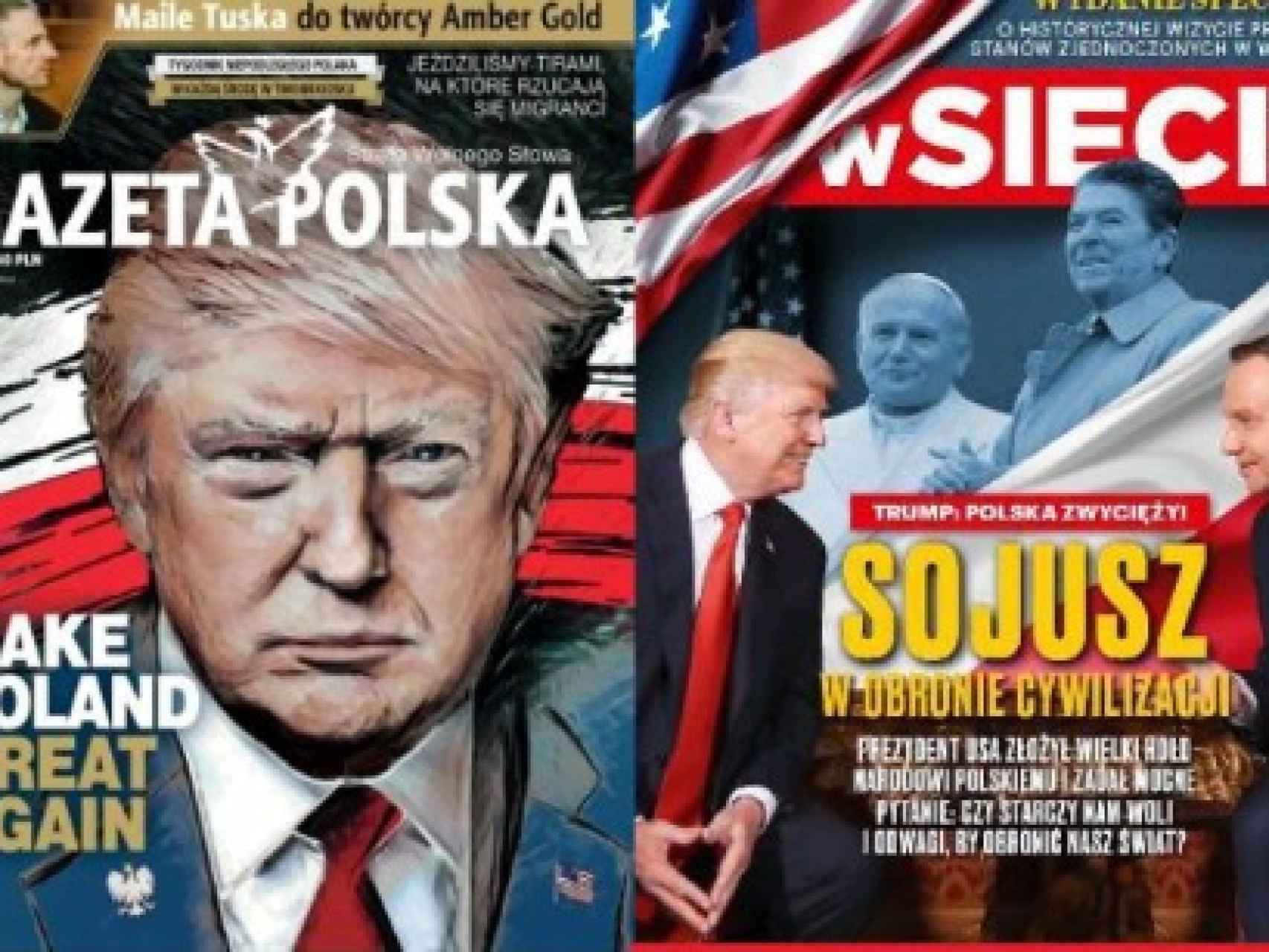Portadas de revistas polacas durante la visita de Trump el año pasado.