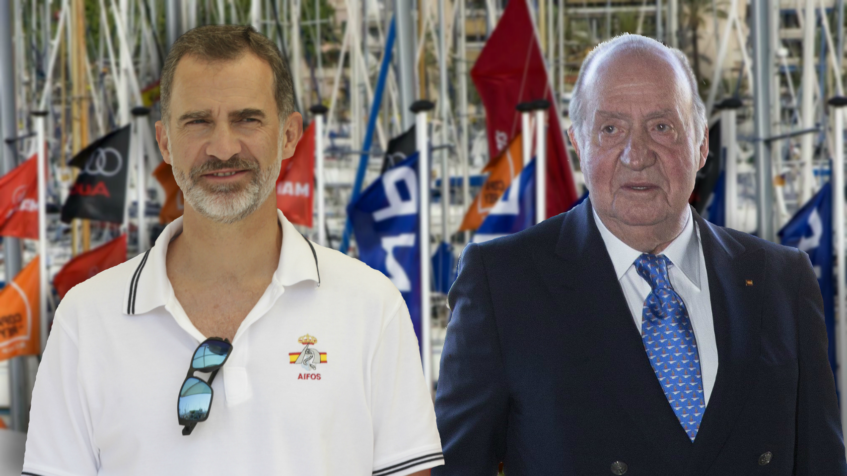 Felipe VI y Juan Carlos en un montaje.