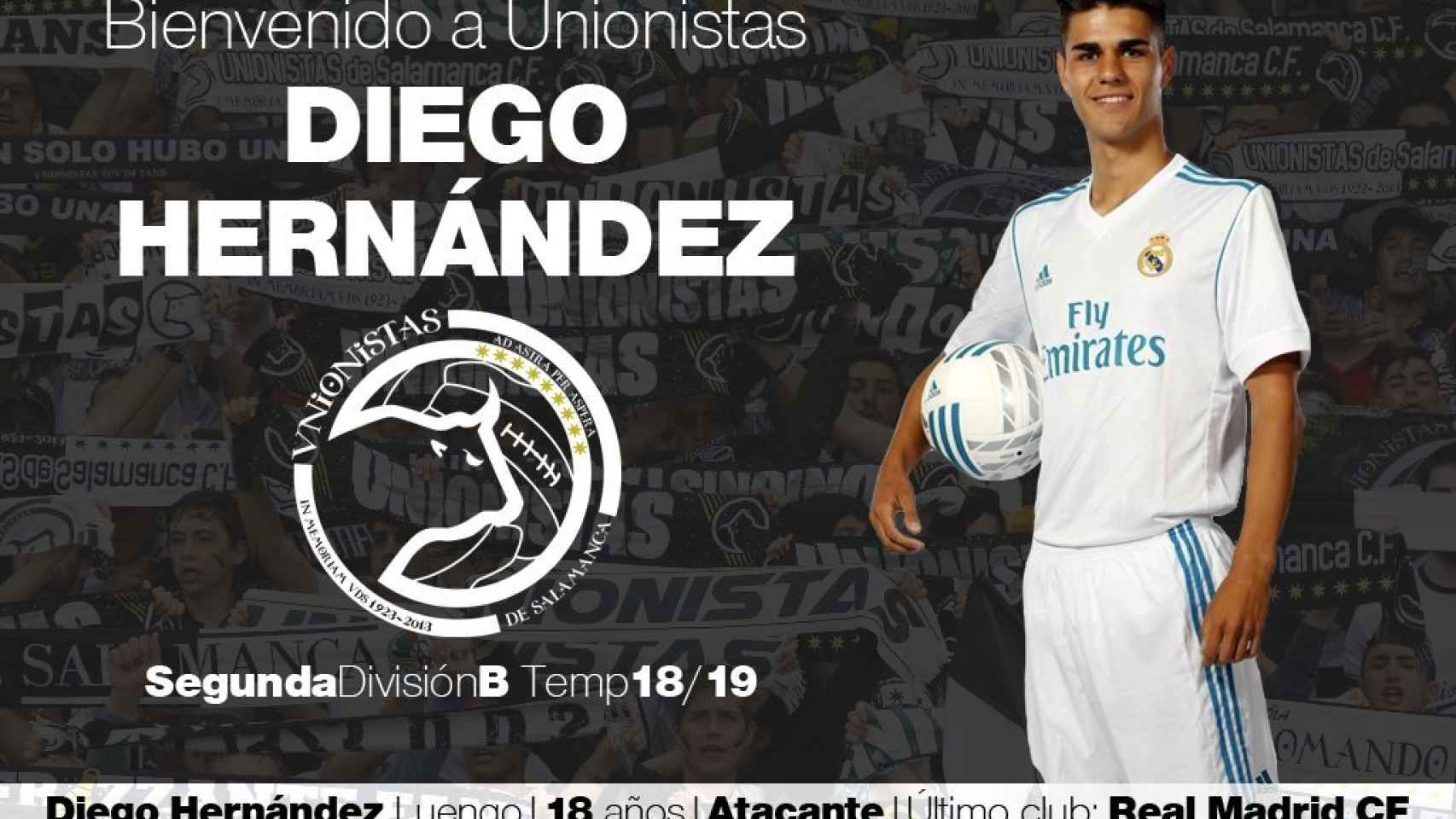 Diego Hernández, nuevo jugador de Unionistas CF.  Foto: Twitter (@UnionistasCF)