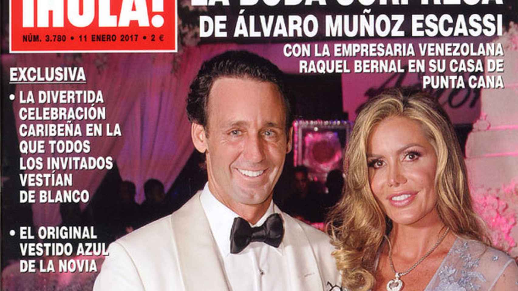 Álvaro Muñoz Escassi y Raquel Bernal en su boda en la portda de '¡HOLA!'.