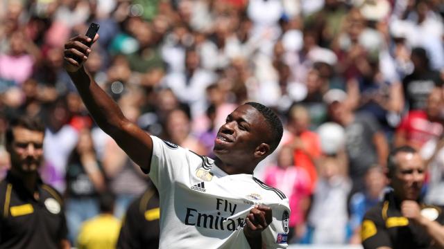 Vinicius, durante su presentación como jugador del Real Madrid