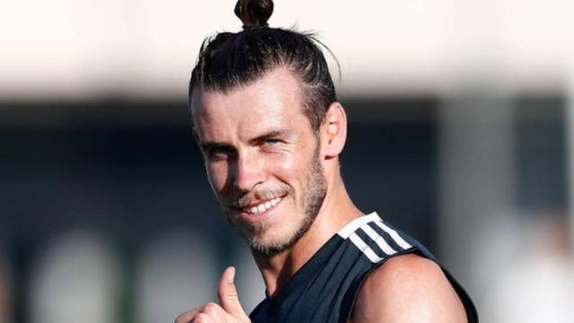 Bale, en un entrenamiento del Real Madrid