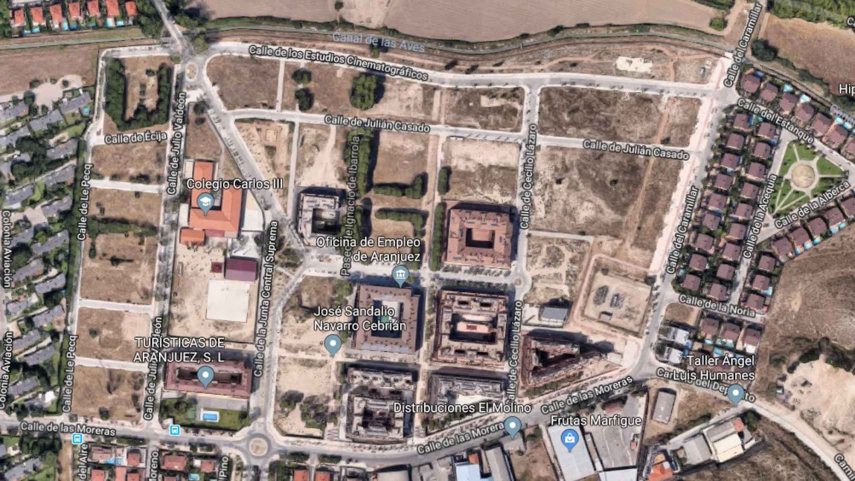 Zona afectada por la recalificación del Ayuntamiento de Aranjuez.