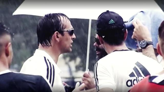 Lopetegui, bajo la lluvia durante un entrenamiento del Madrid