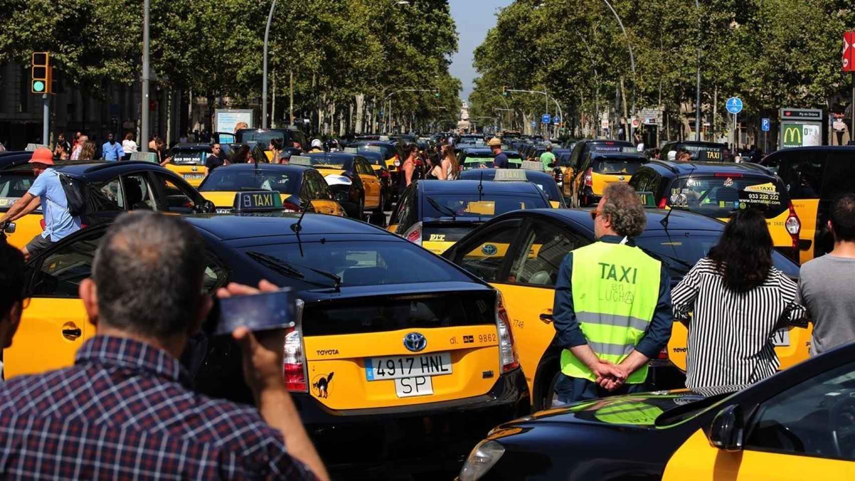 Imagen de la huelga de taxistas.