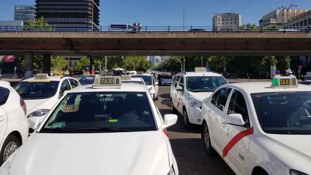Concentración de taxis en Madrid.